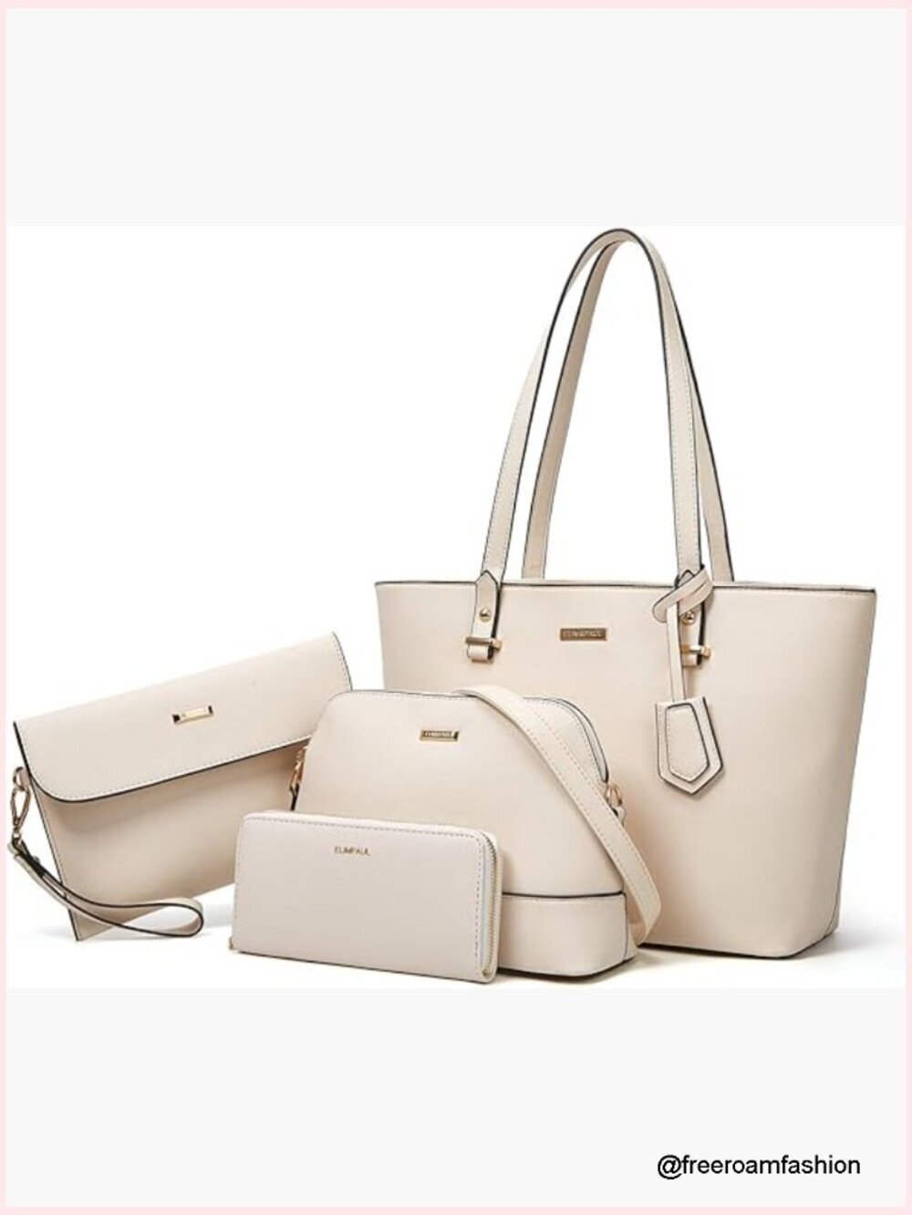 Women's Leather Satchel Handbag Tote Set with Wallet Clutch 4pcs